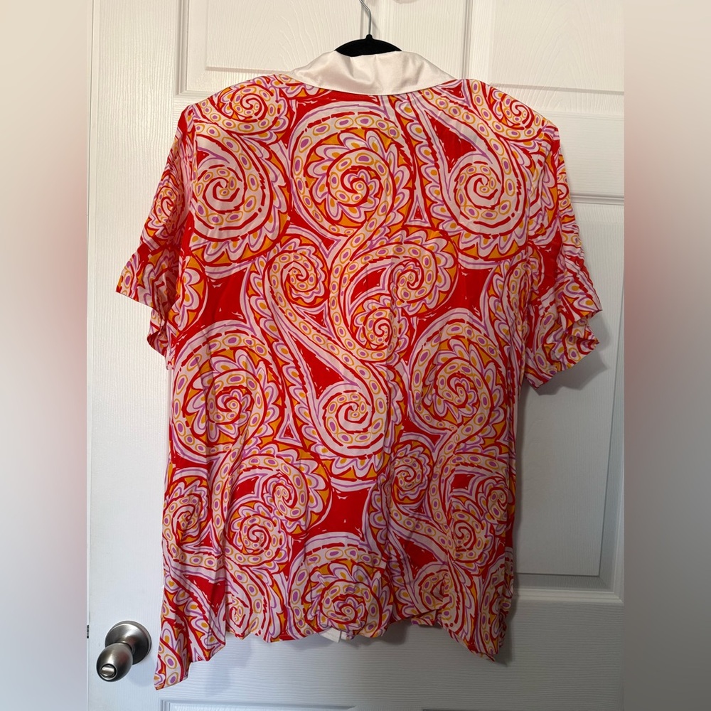 Bob Mackie Wearable Art NWT Vintage Camp Shirt 100% Silk- 2X - Picture 5 of 7